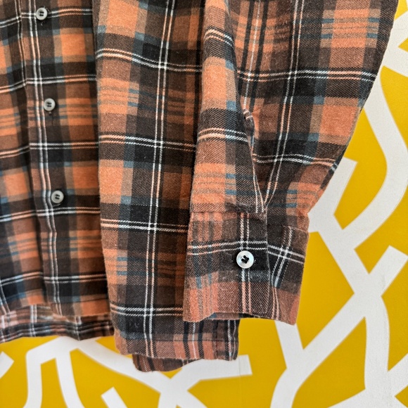 Vintage KMart Brown Grunge Cotton-Polyester Flannel Button Down Shirt - S/M - Picture 4 of 4